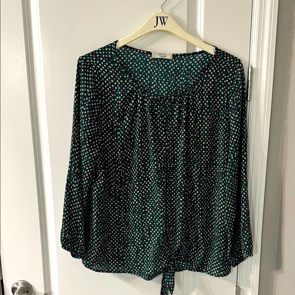 Polka Dot Green Blouse